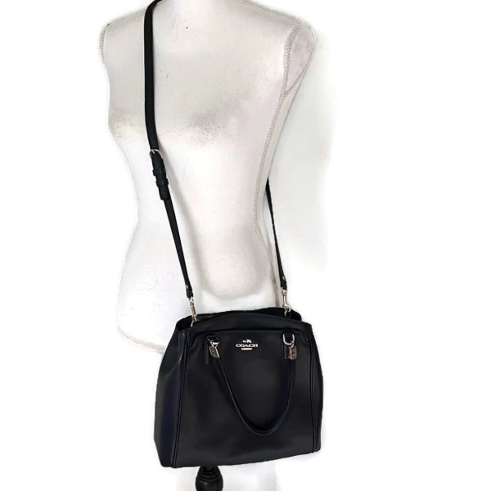 Coach F34663 Minetta Leather Handbag Satchel Midnight Blue Navy Crossbody Purse - Picture 6 of 10